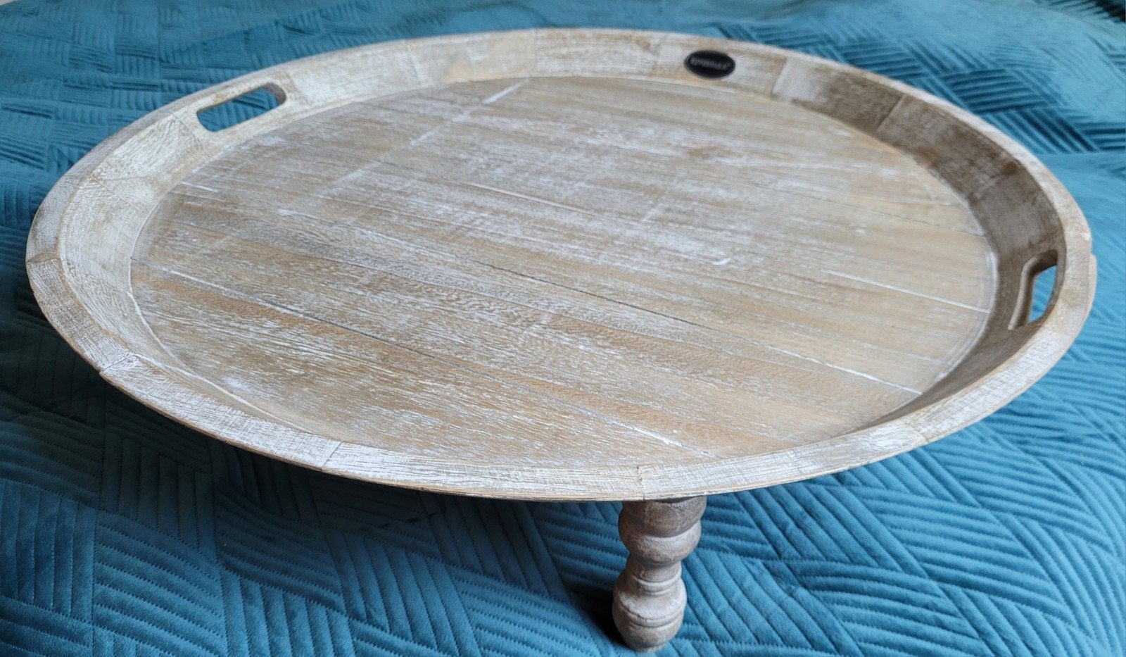 Riverdale groot houten dienblad, Ophalen, Zo goed als nieuw, Rond, Hout