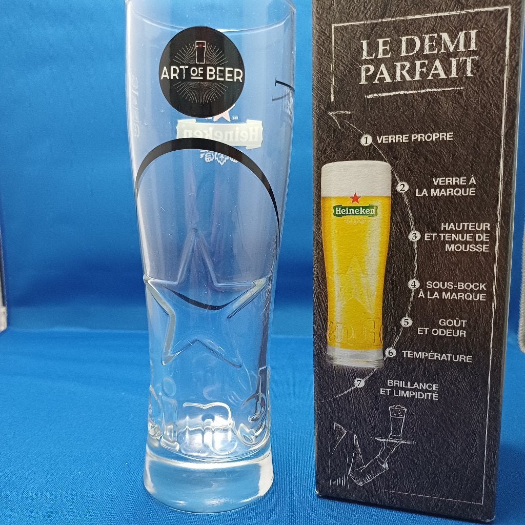 Heineken starglas dubbeldruk ART OF BEER, Ophalen of Verzenden, Nieuw, Glas of Glazen, Heineken