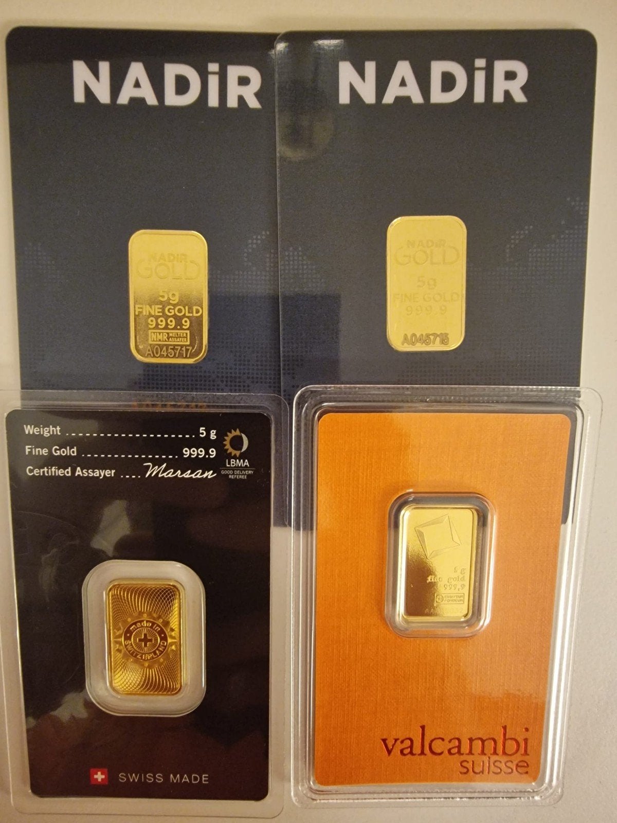 5g Goudbaren fijn Goud - Nadir, Valcambi en Argor-Heraeus, Ophalen of Verzenden, Goud