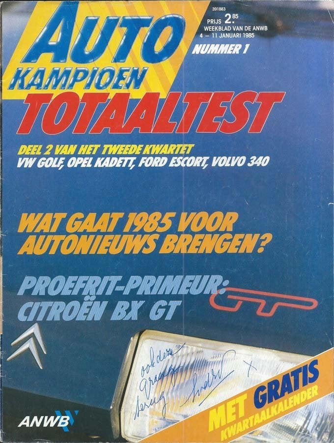 Autokampioen 1 1985 : Citroen BX 19 GT - VW Golf - Volvo 340, Ophalen of Verzenden, Gelezen, Algemeen