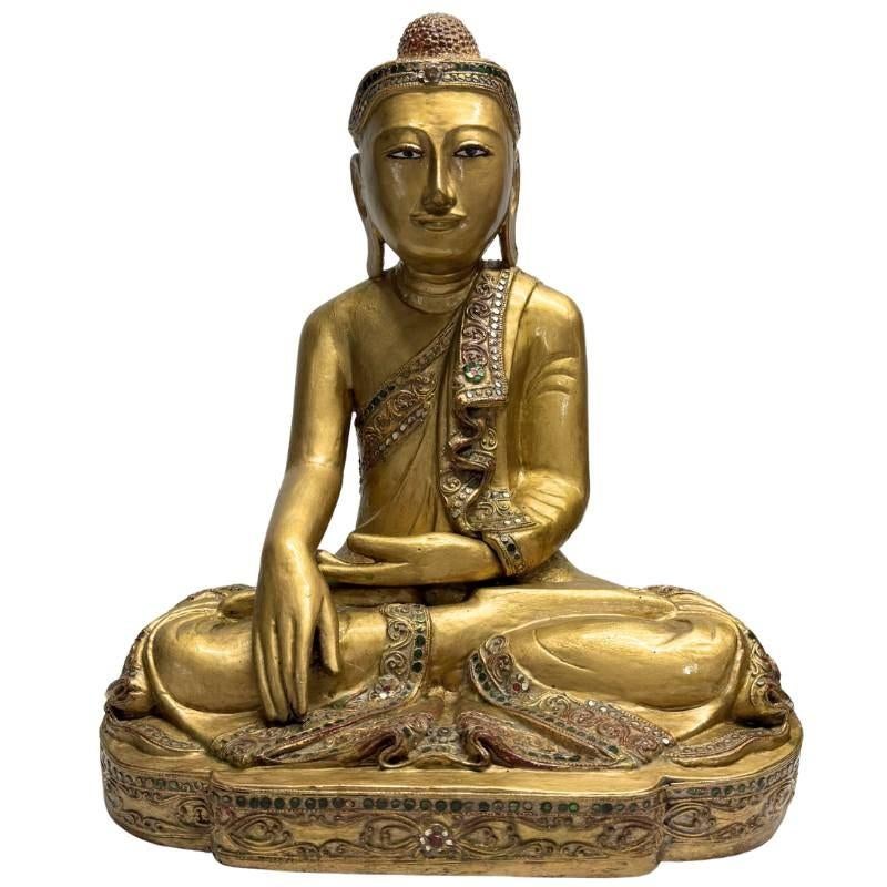 Houten buddha uit Birma