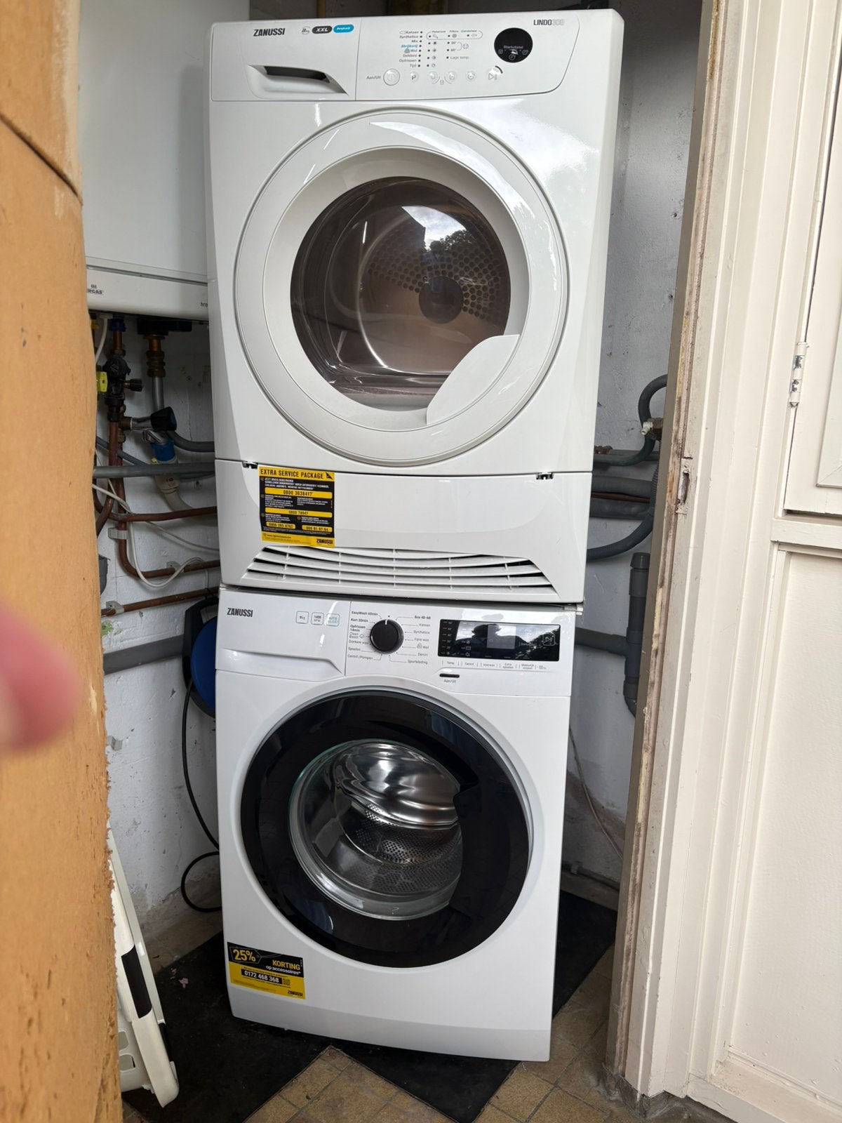 Wasmachine/droger Zanussi set witgoed wasdroger netjes, Witgoed en Apparatuur, Ophalen, Zo goed als nieuw, 85 tot 90 cm, 1200 tot 1600 toeren