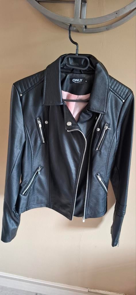 Zwart " leren " dames jack Only maat 36/38, Zwart, Ophalen of Verzenden, Maat 36 (S), ONLY
