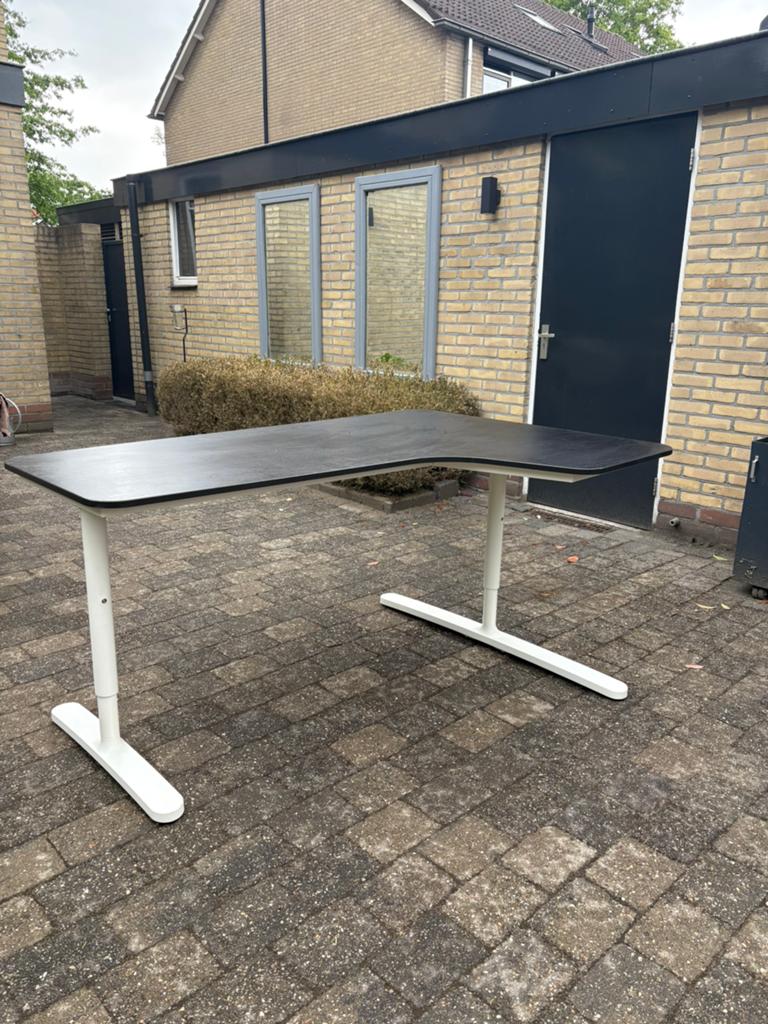 Ikea hoekbureau - zwart wit, Ophalen, Zwart, 160 cm, Gebruikt