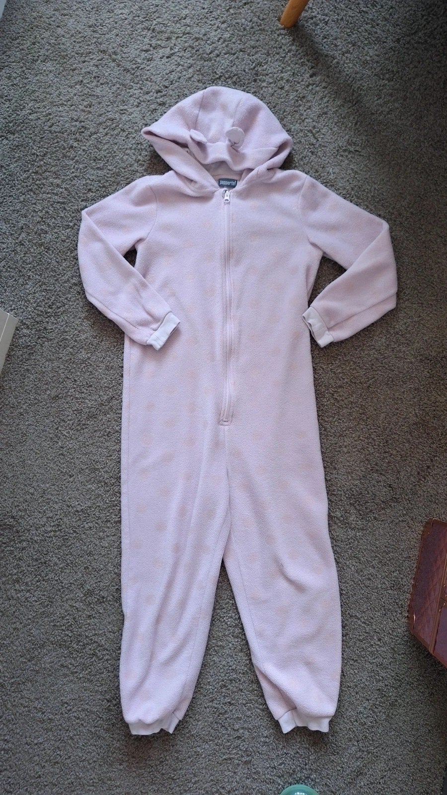 Roze fleece onesie met capuchon, Ophalen of Verzenden, Gebruikt, Onbekend, Meisje