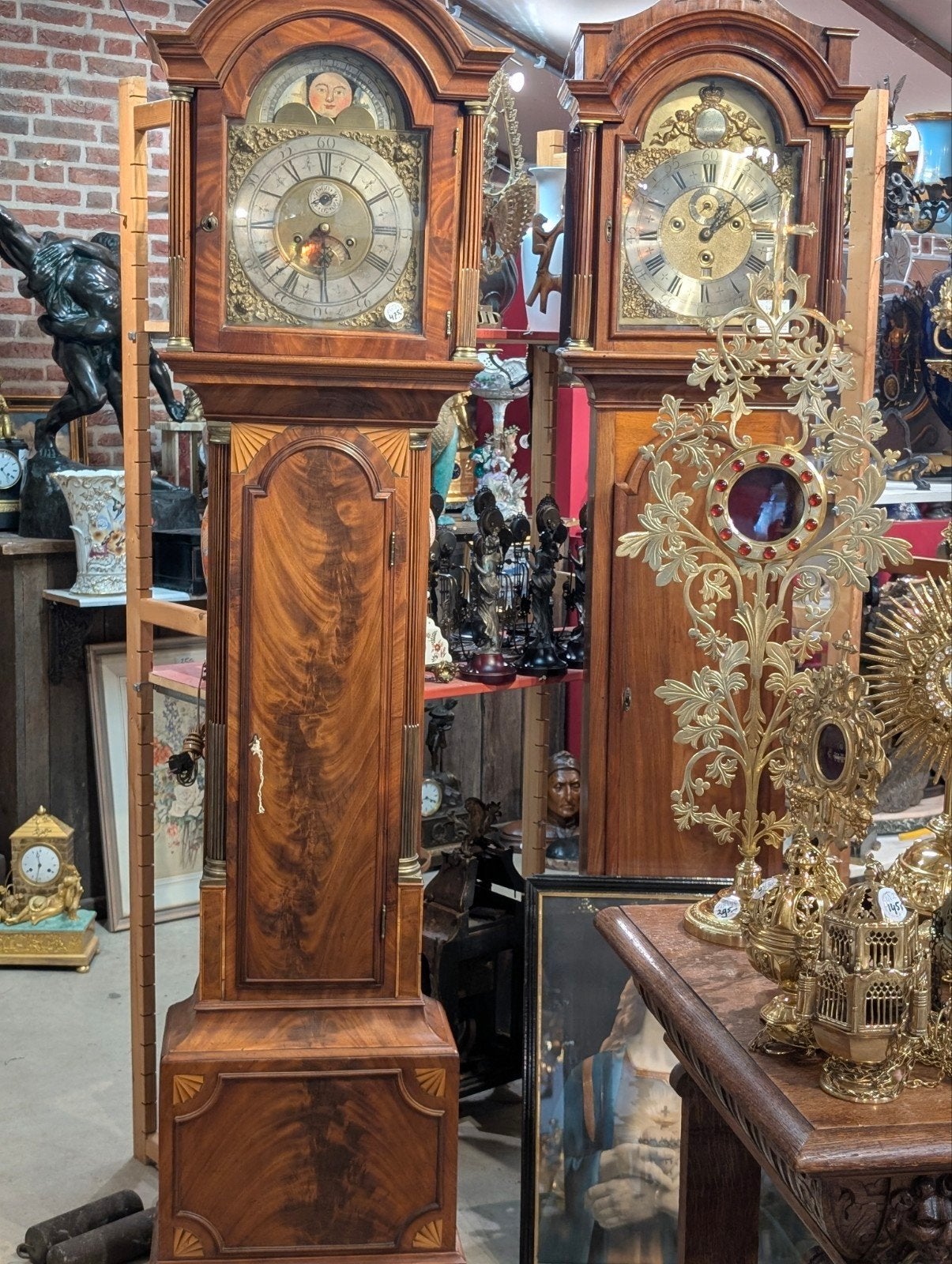 Antieke Engelse staande klok 8 daags uurwerk 215 hoog €475., Antiek en Kunst, Antiek | Klokken, Ophalen