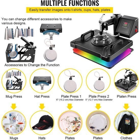 5-in-1 Hittepers – Textielpers – Transferpers – T-shirt Pers, Corvance B.V., Verzenden, Nieuw, Corvancebol@gmail.com