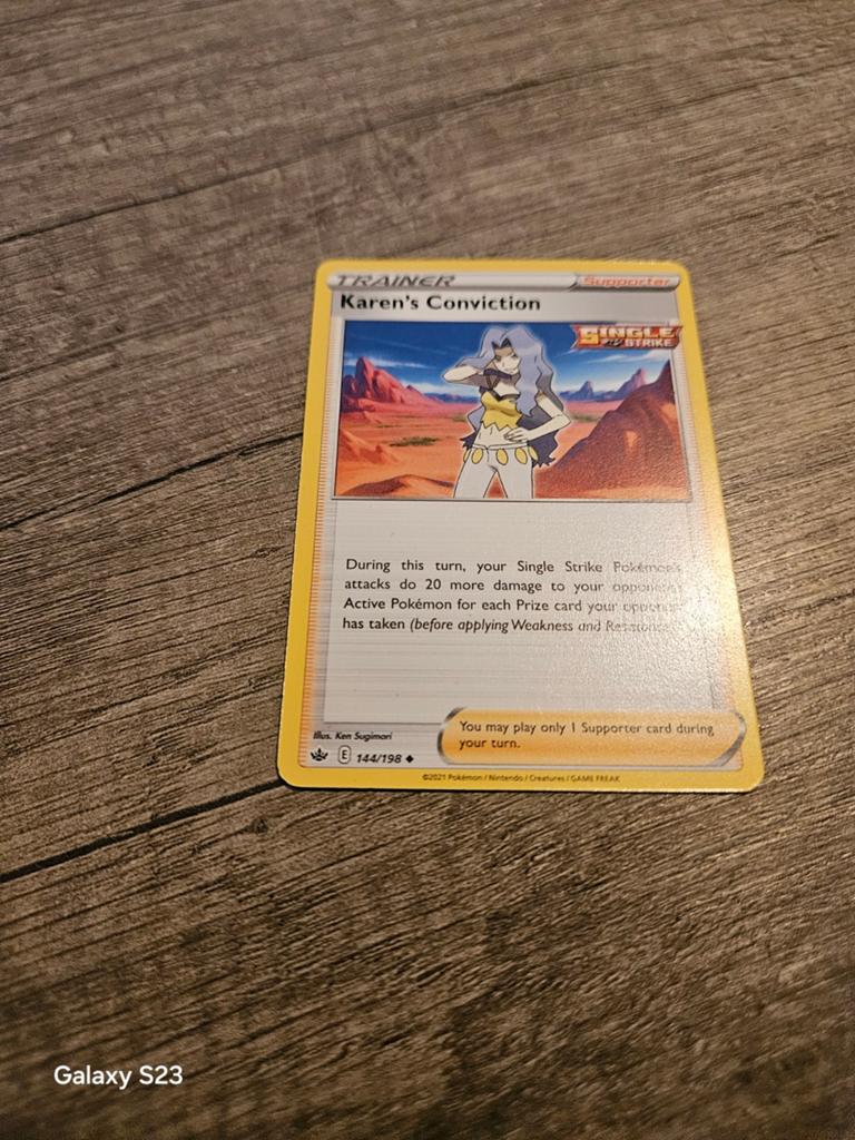 Trainer karen's conviction pokemon kaart, Ophalen of Verzenden, Gebruikt, Losse kaart