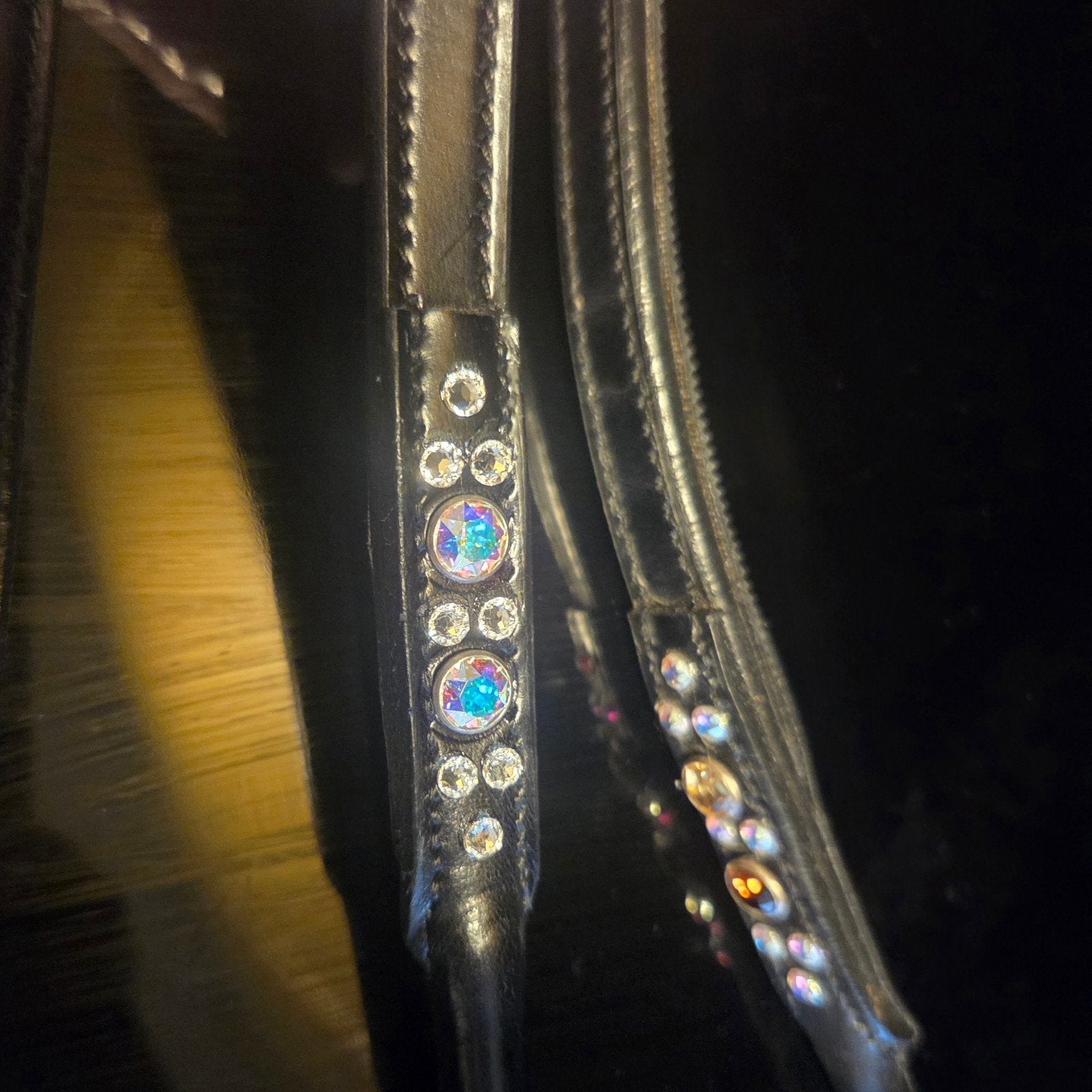 Lederen antislip teugels Zizi Horsedesign Swarovski, Dieren en Toebehoren, Paarden en Pony's | Hoofdstellen en Tuigage, Met strass/glitters