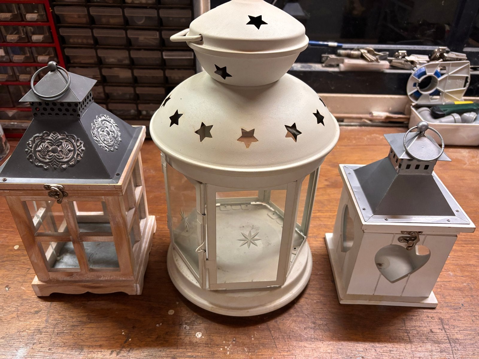 Set van 3 decoratieve lantaarns - diverse stijlen, Ophalen, Gebruikt, Lantaarn, Wit