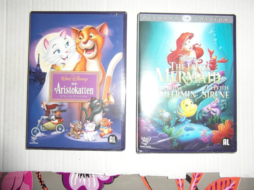 DVD's Aristokatten en De Kleine Zeemeermin, Europees, Tekenfilm, Alle leeftijden, Nieuw in verpakking