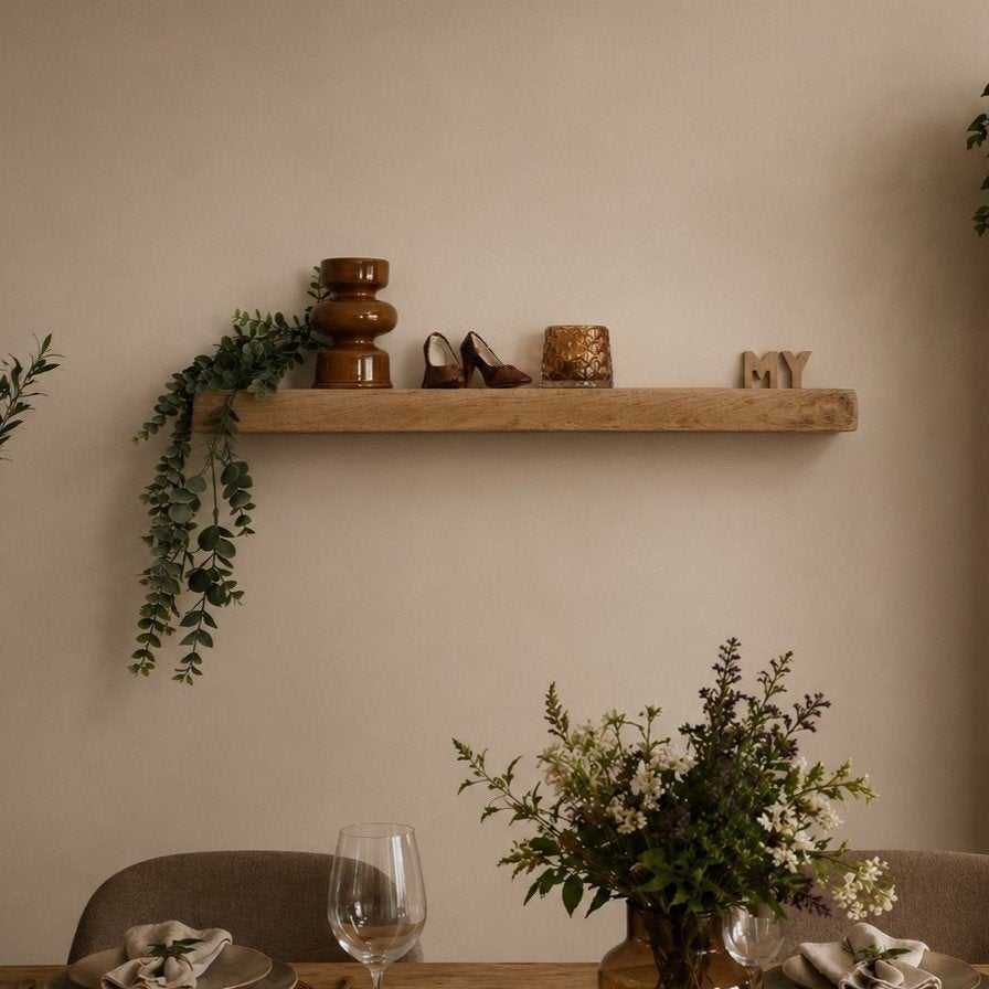 Massief eiken wandplank zwevend incl montagepennen 81cm #274, Houtatelier M.Y., Info@myhoutatelier.nl, Nieuw, Ophalen of Verzenden
