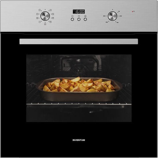 Inventum inbouwoven IOH6070RK - RVS/Zwart, Oven, Ophalen of Verzenden, Inbouw, 55 tot 60 cm