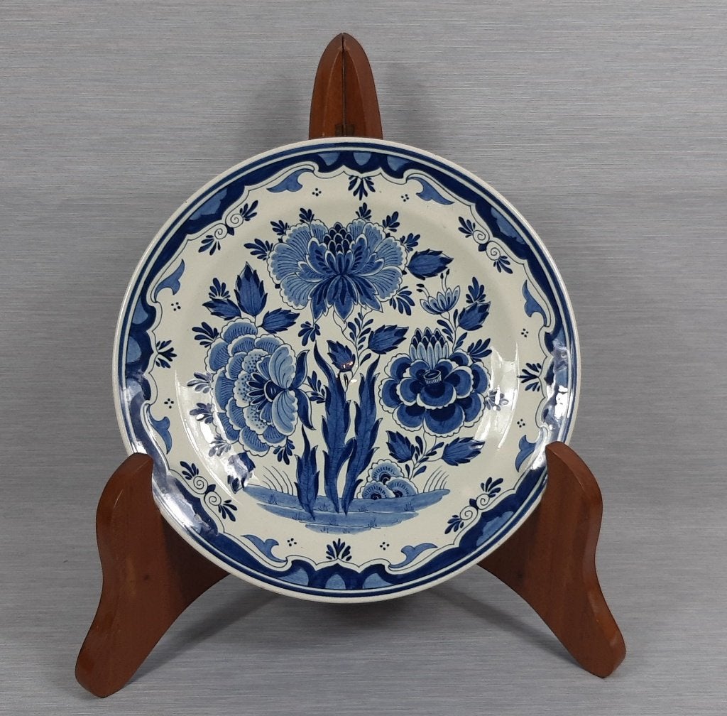 041-Delfts blauw wandbord, mooie bloemen pracht, Ram Arnhem., Ophalen of Verzenden