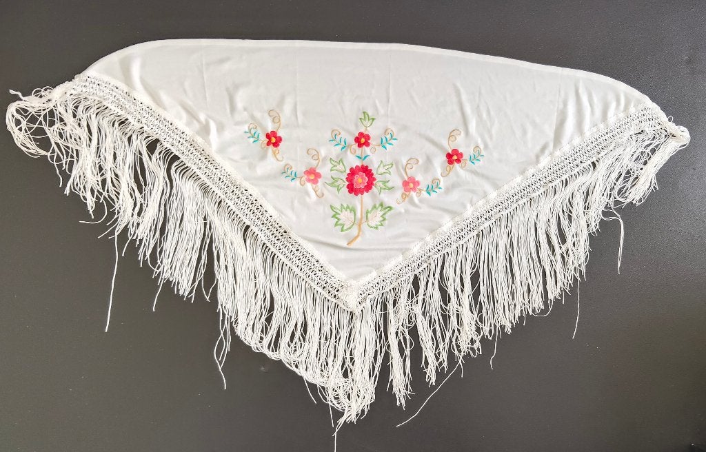 Witte spaanse omslagdoek voor meisjes, manton, Ophalen of Verzenden, Meisje