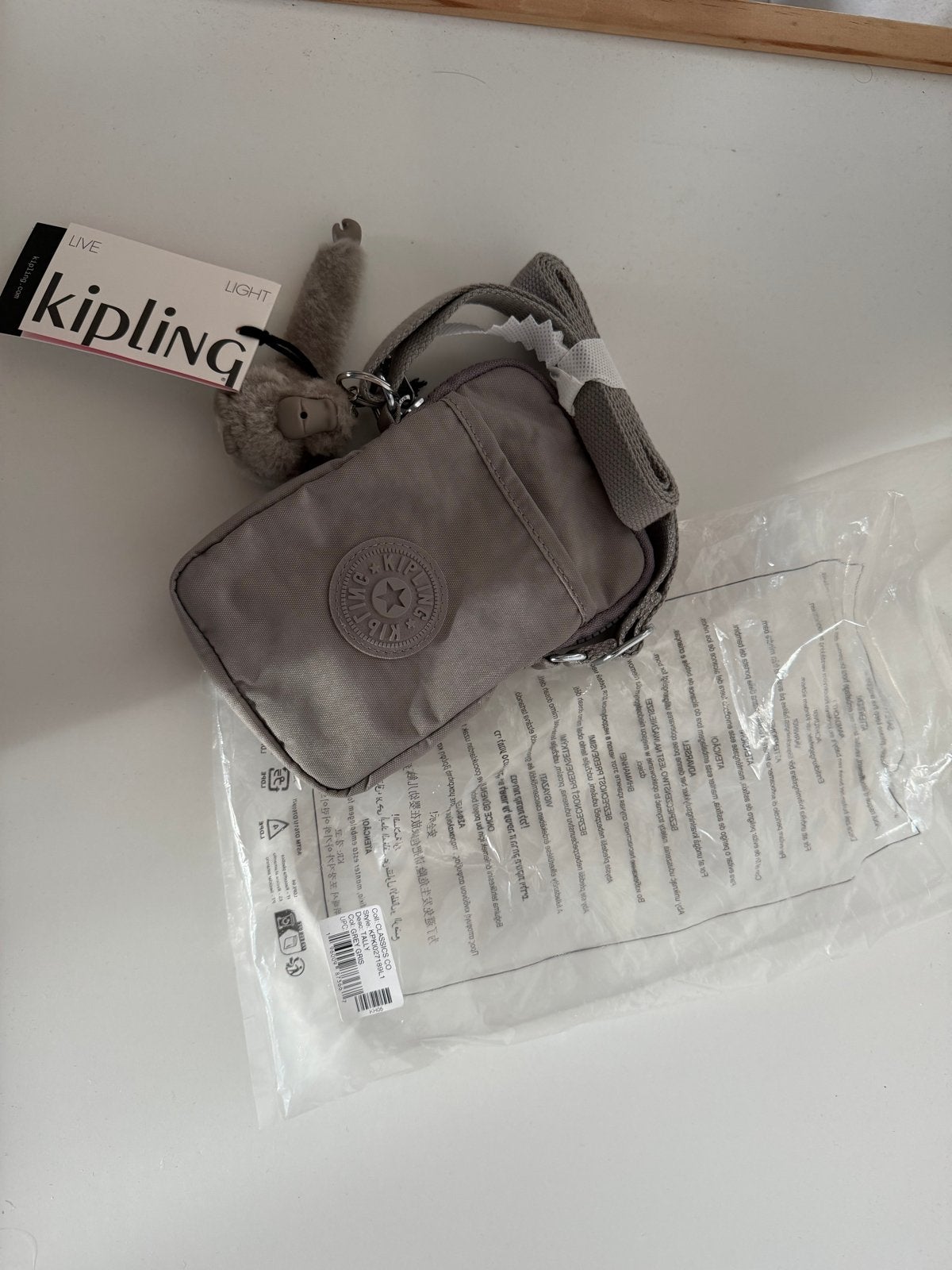 Kipling Tally telefoontasje - Nieuw met label, Ophalen, Nieuw, Grijs, Schoudertasje