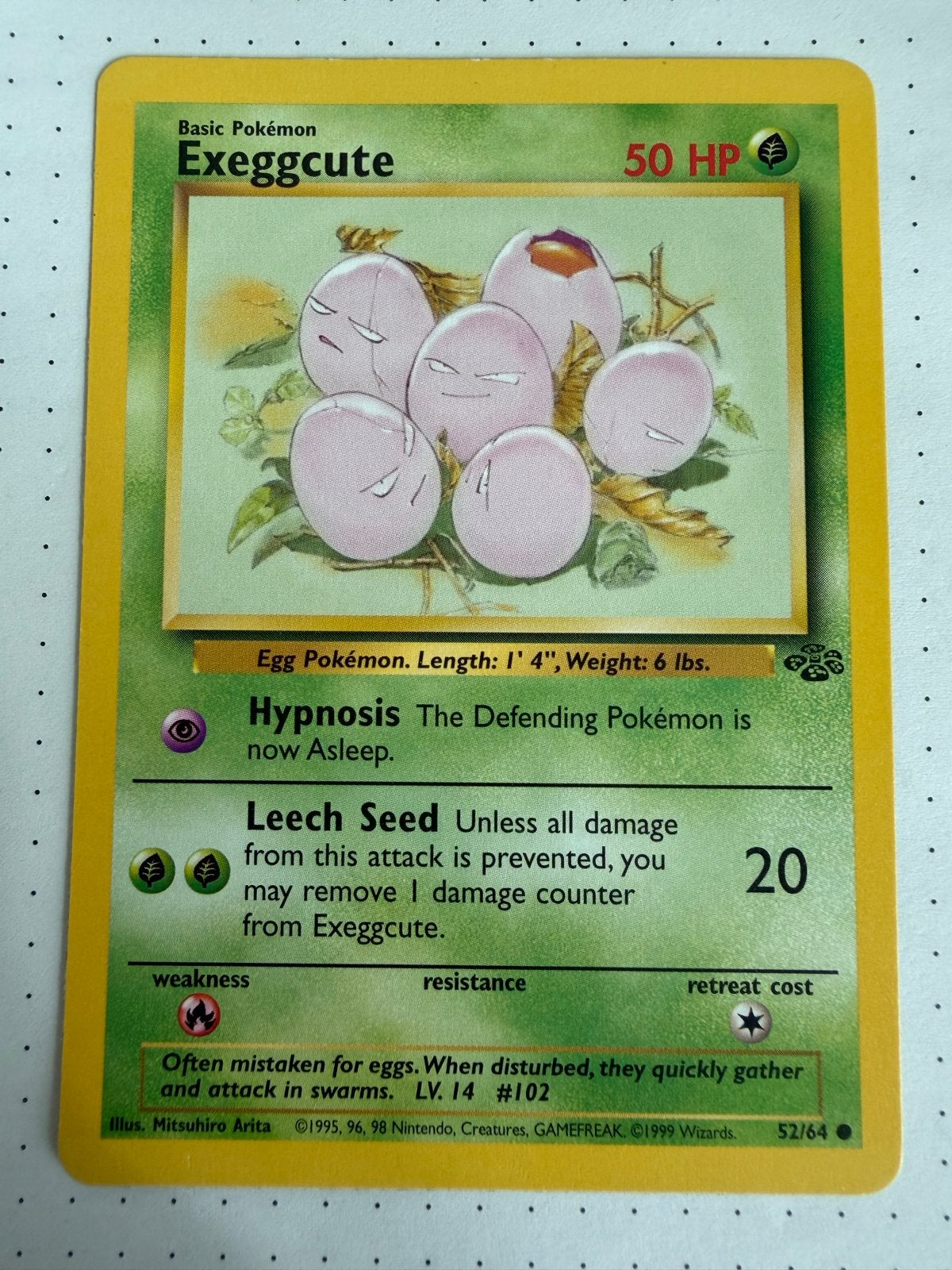 Exeggcute Jungle Pokémon Kaart 1999 - Zeldzaam!, Ophalen of Verzenden, Gebruikt, Losse kaart