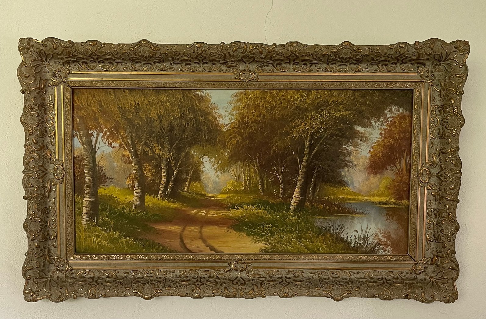 Schilderij karrespoor, Ophalen, Gesigneerd, Landschap, Olieverf