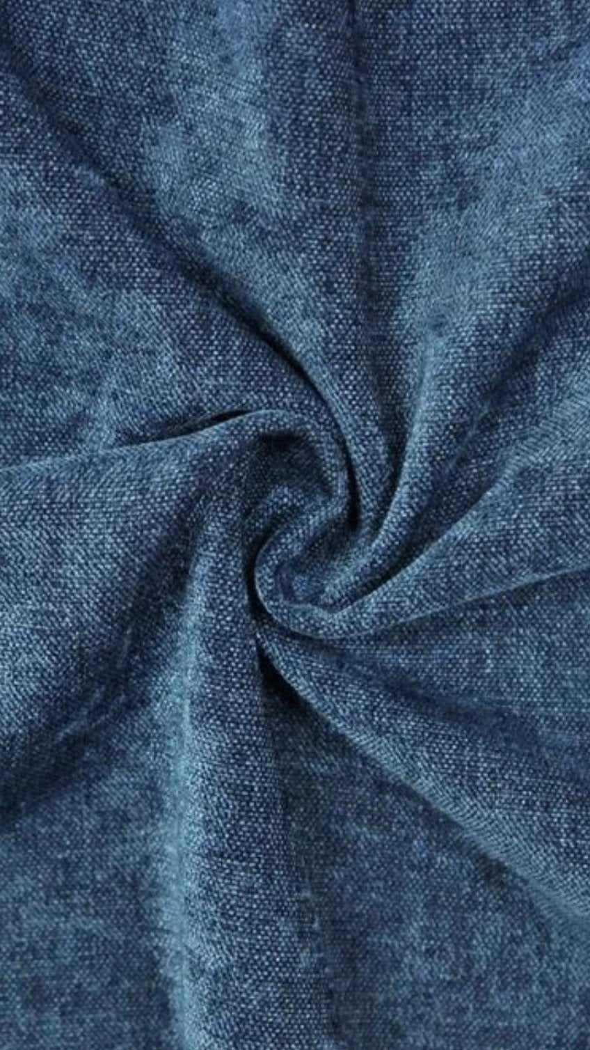 Meubelstof chenille velours denimblauw, Blauw, Ophalen of Verzenden, Polyester, Nieuw
