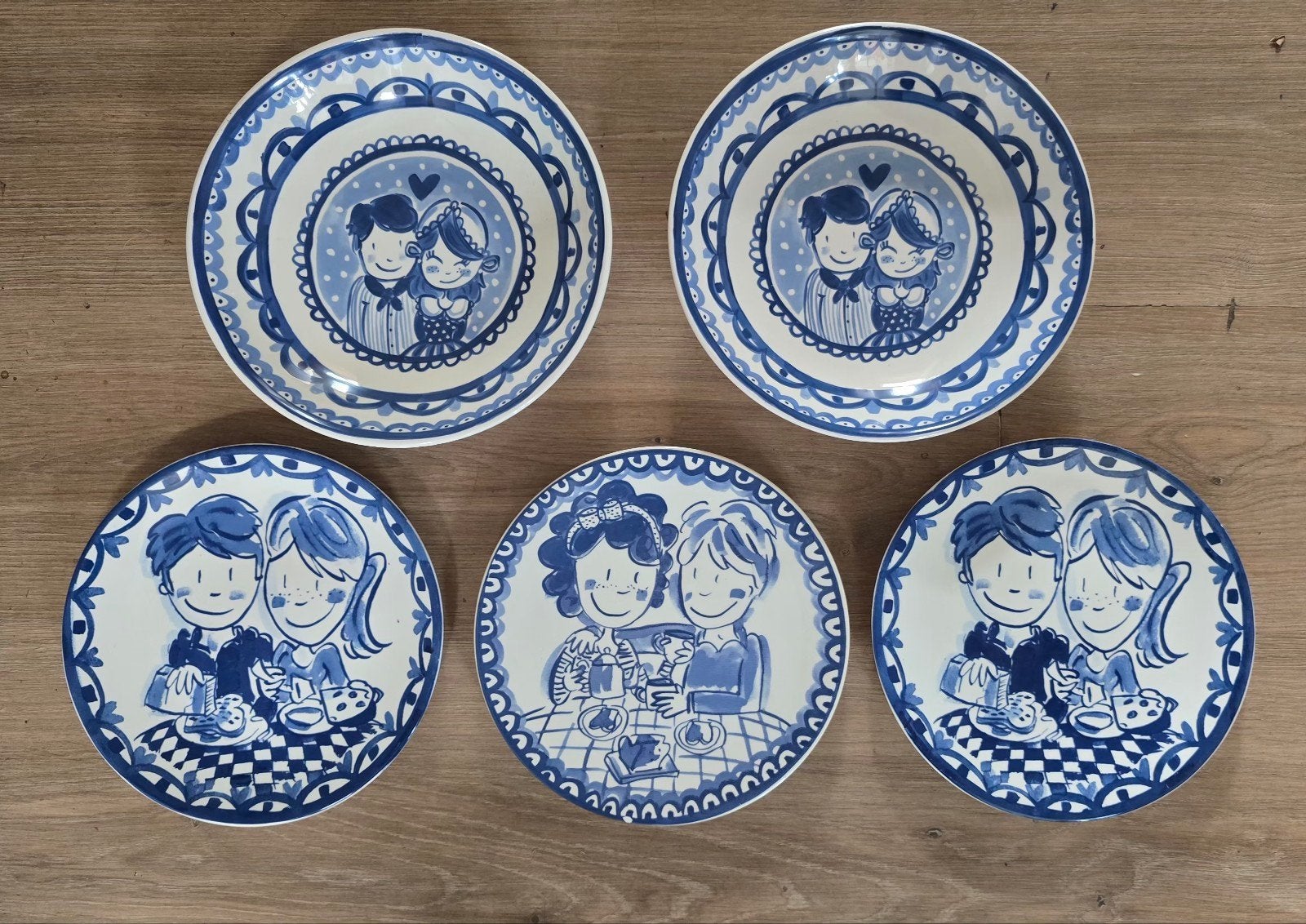 Blond Amsterdam Delfts Blond borden set - 5 stuks, Huis en Inrichting, Keramiek, Ophalen of Verzenden, Zo goed als nieuw, Delftsblauw