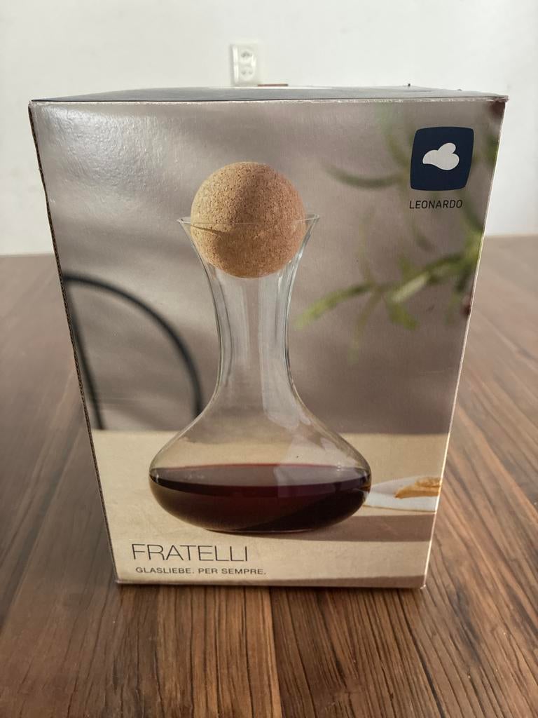 NIEUW Leonardo Wijnkaraf Fratelli met kurk, Ophalen, Overige kleuren, Nieuw, Glas