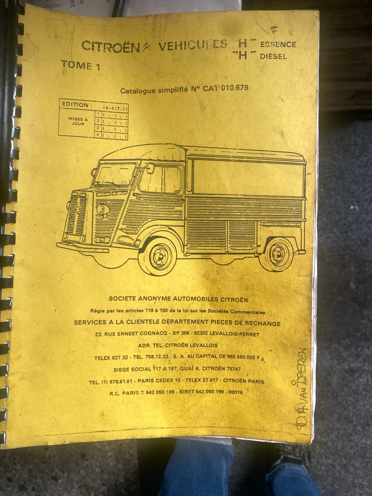 Onderdelenboek Citroën HY - Tome 1 (Benzine & Diesel), Ophalen of Verzenden