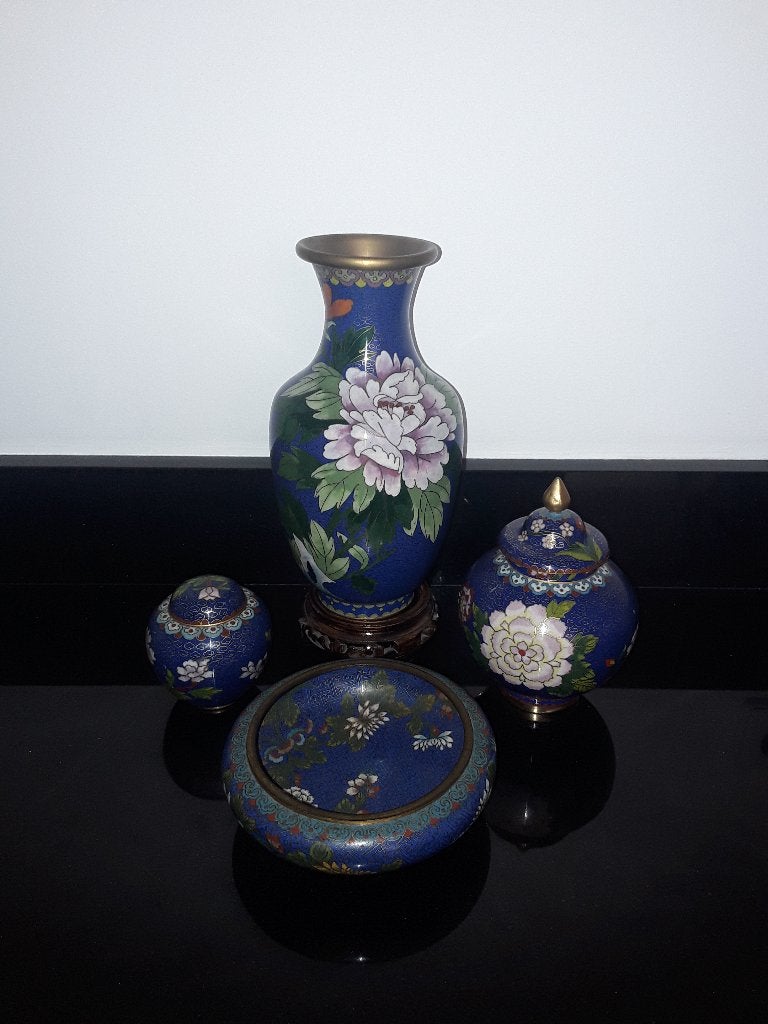 Antieke 4delige Cloisonné set, Verzenden