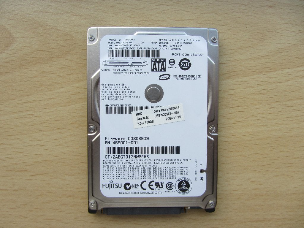 Fujitsu Mobile 160GB 5400RPM SATA 3Gbps 8MB Cache 2.5-inch, Intern, Ophalen of Verzenden, Zo goed als nieuw, 160 Gb