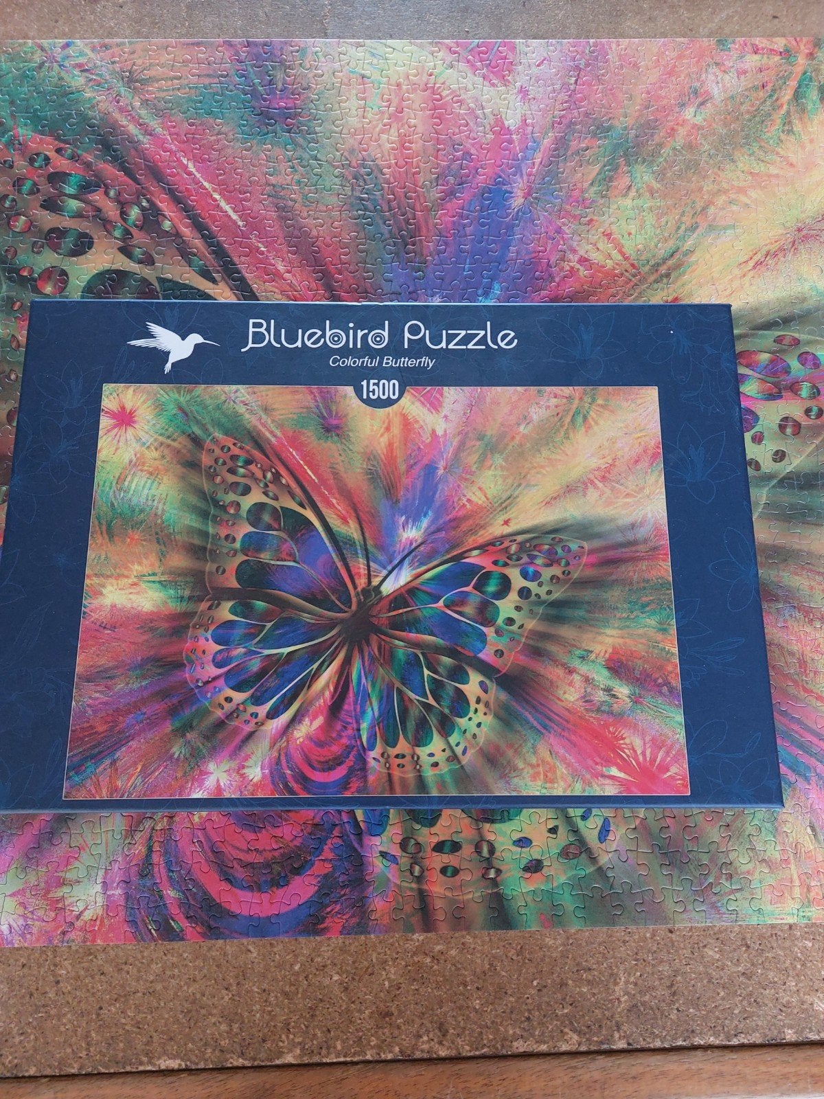 Bluebird Puzzle Colorful Butterfly 1500 stukjes, Ophalen of Verzenden, 500 t/m 1500 stukjes, Zo goed als nieuw, Legpuzzel