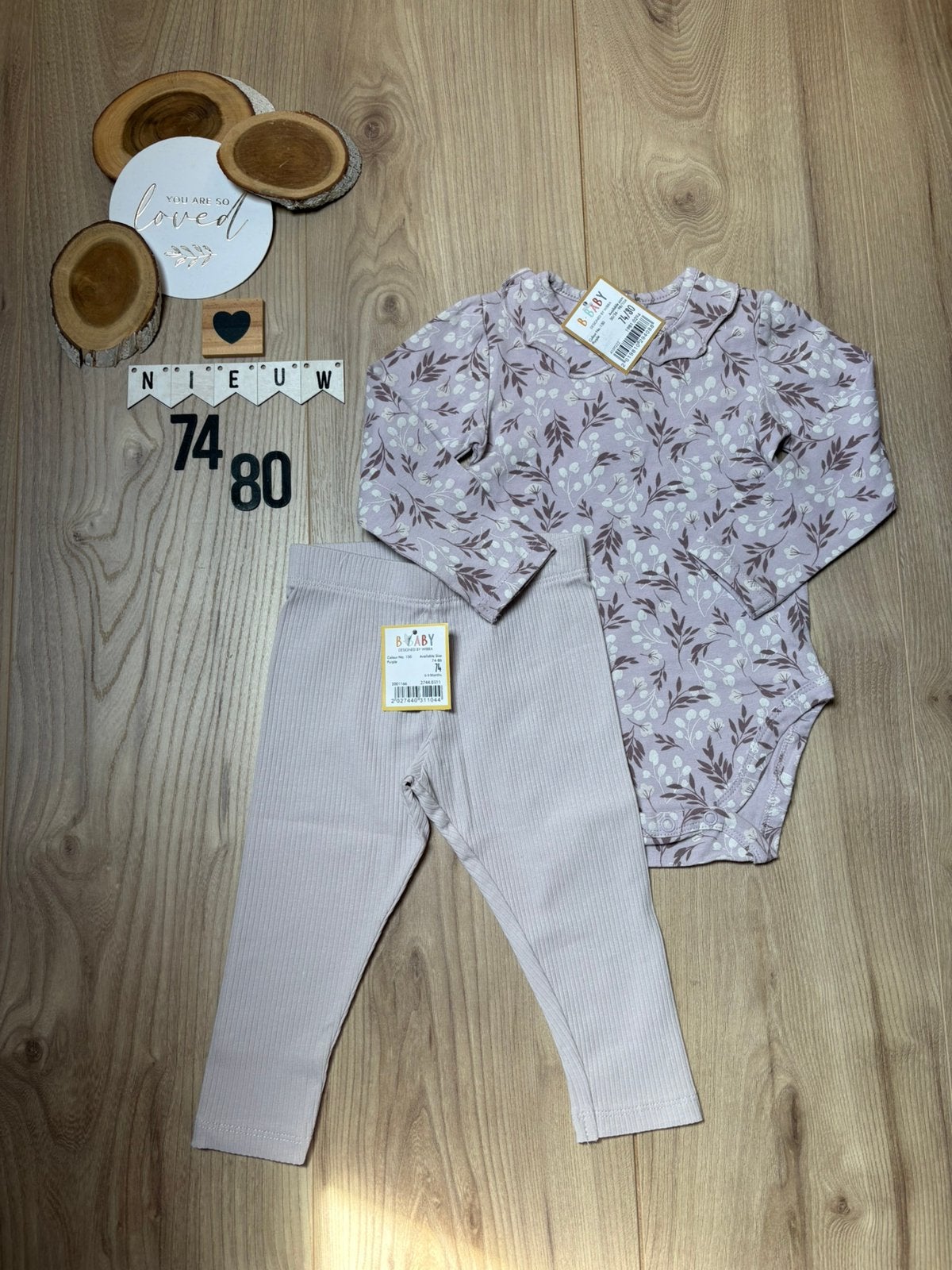 Baby meisje wibra setje broekje lila, romper maat 74/80, Ophalen of Verzenden, Nieuw, Meisje, Setje