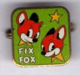 FIX & FOX groen email op koper stripfiguur broche ( R_145 ), Verzamelen, Verzenden, Nieuw, Figuurtje, Speldje of Pin