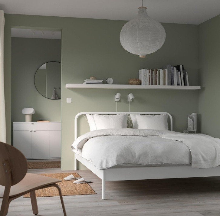 IKEA Nesttun bed 160x200 - Wit metaal, Ophalen, Gebruikt, Wit, Tweepersoons