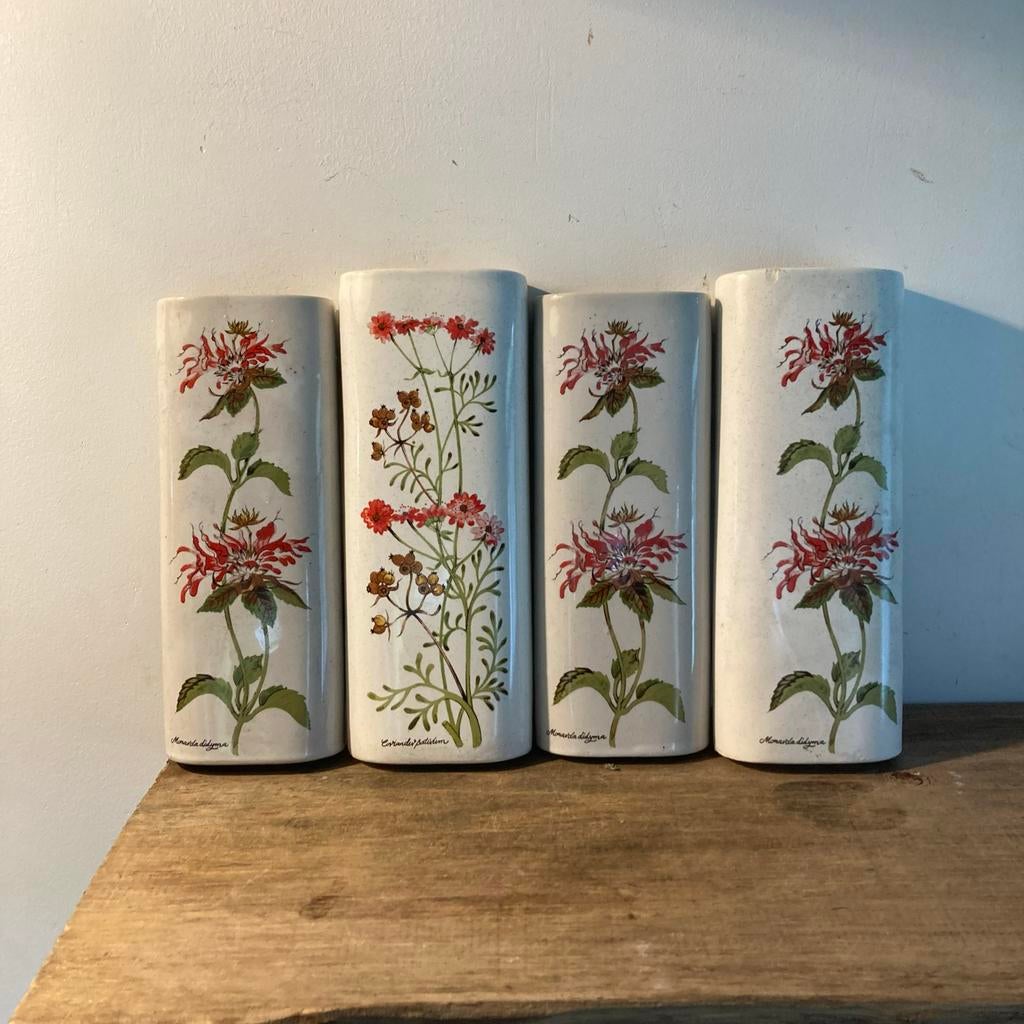 Set van 4 vintage verwarmingswaterbakjes met bloemen, Ophalen of Verzenden