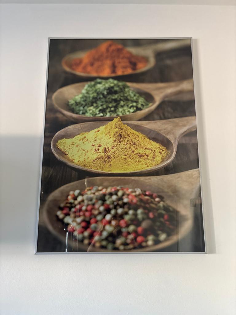 Decoratieve print met kruiden in lepels, Ophalen, 75 cm of meer, 50 tot 75 cm, Print