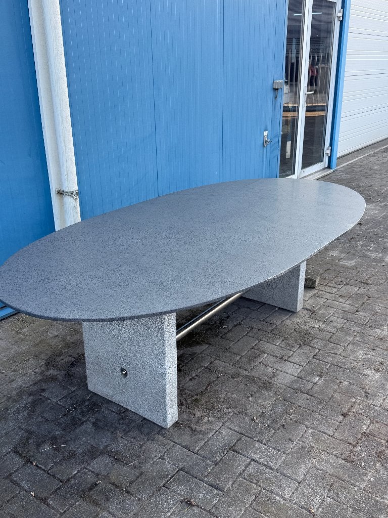 Graniet tafel 240x120cm ovaal., Tuin en Terras, Tuintafels, Gebruikt, Ovaal, Overige materialen, Ophalen