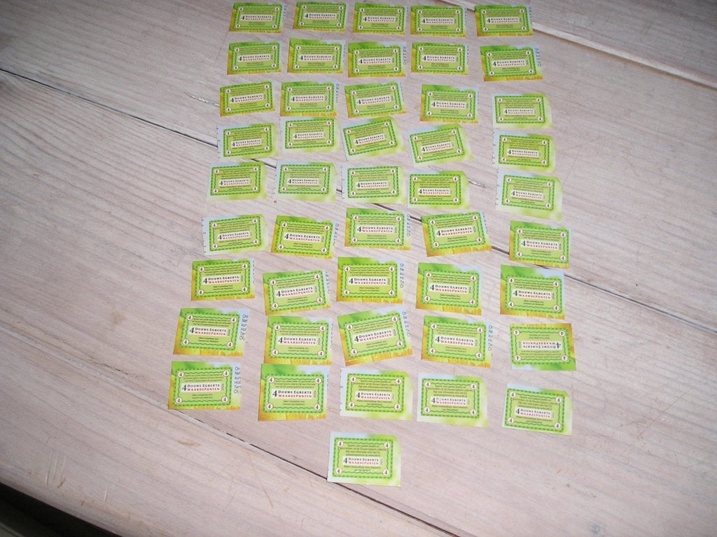 Douwe Egberts 46 x 4 punten, Hobby en Vrije tijd, Spaarzegeltjes, Ophalen of Verzenden, Koffie of Thee, Zegels, Bonnen of Punten