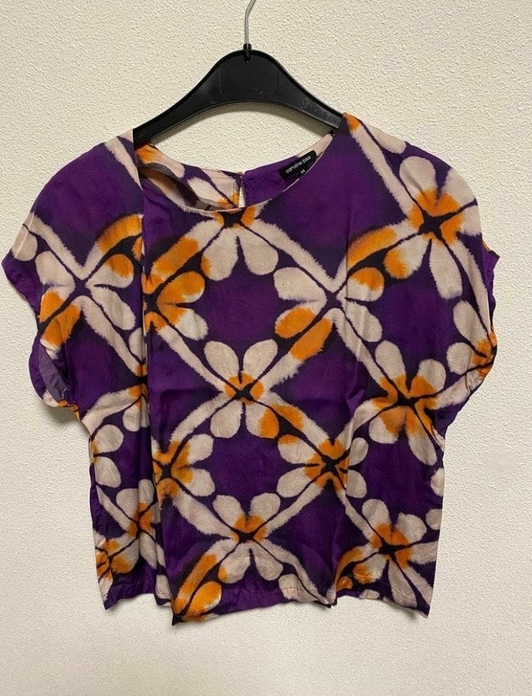 Caroline Biss XS/S 34/36 paarse top met bloemenprint, Paars, Ophalen of Verzenden, Korte mouw, Maat 36 (S)