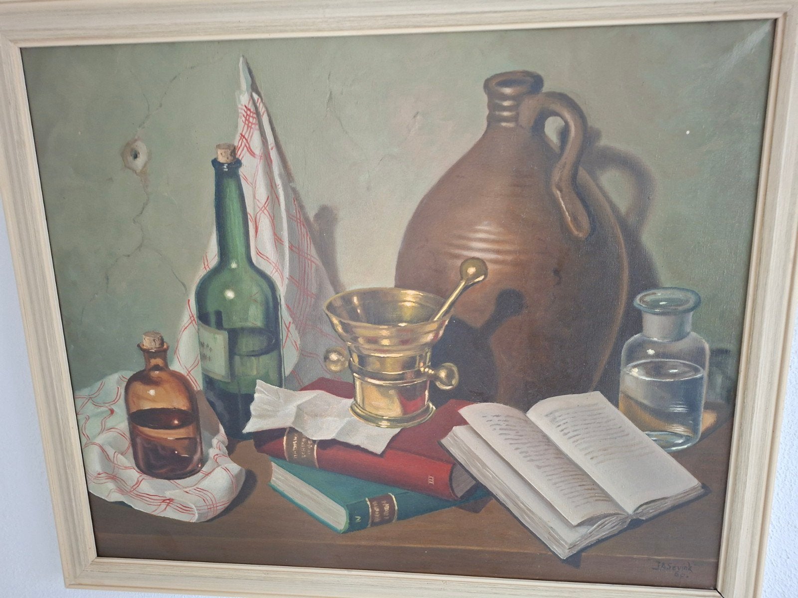 Klassiek schilderij gesigneerd J.A. Sevink (1960), Ophalen of Verzenden, Gesigneerd, Klassiek, Overige onderwerpen