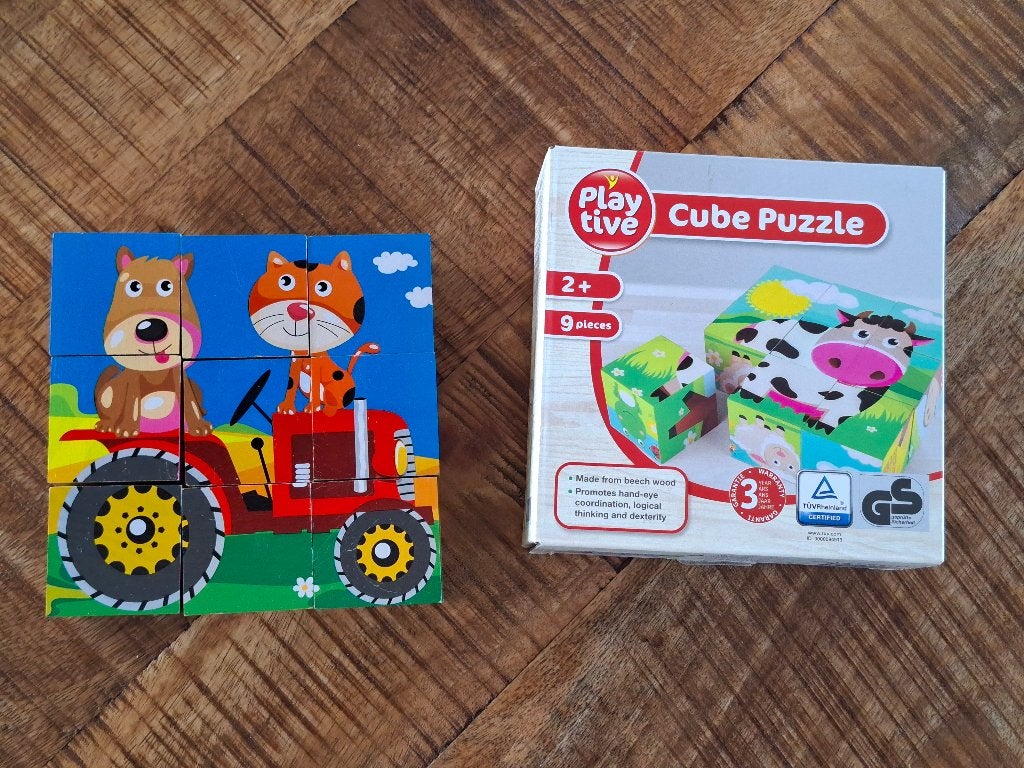 Houten Blokken Puzzel - Dieren - peuterpuzzel vanaf 2 jaar, 2 tot 4 jaar, Gebruikt, Ophalen of Verzenden, Van hout