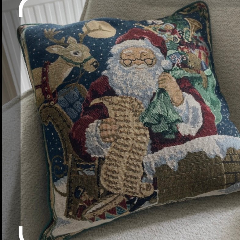 Vintage kerst-kussen, Ophalen of Verzenden, Zo goed als nieuw, Vierkant