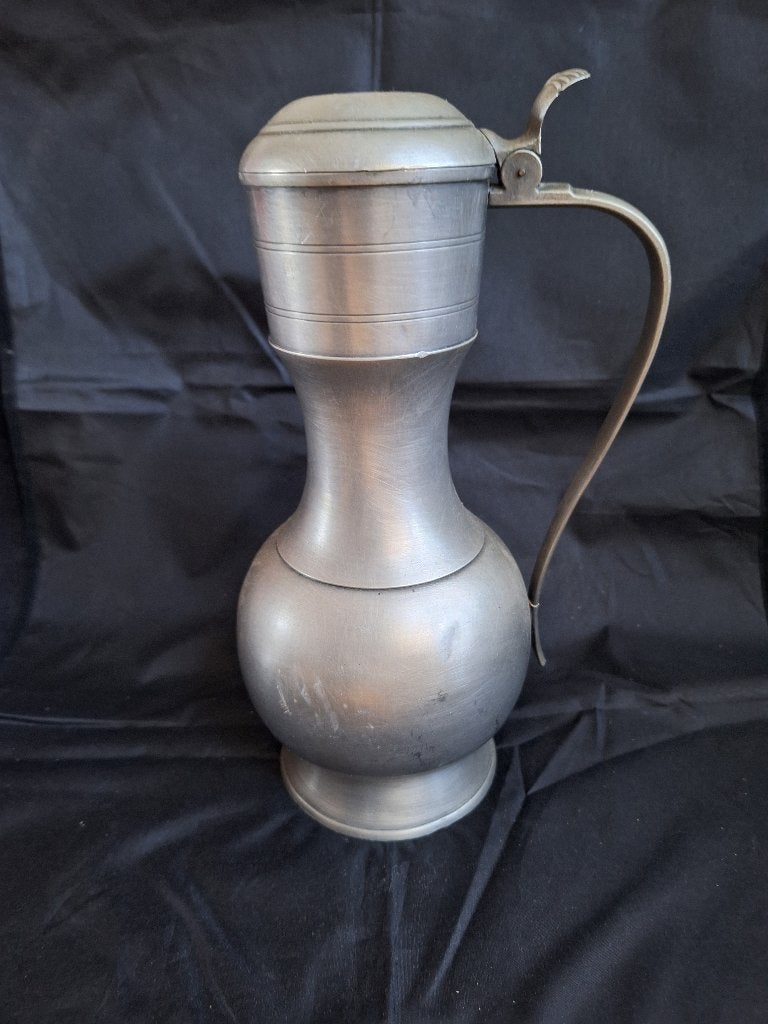 Antieke Tinnen Kan met Deksel - Vintage Schenkkan 19e Eeuw, Ophalen
