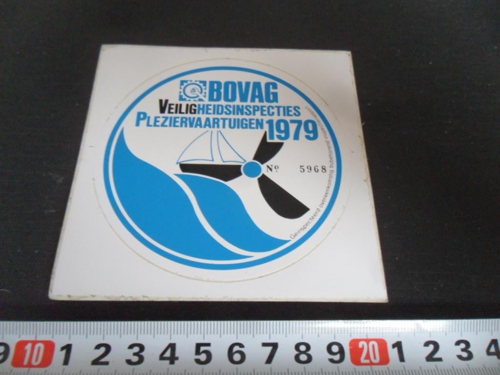 sticker BOVAG Veiligheidsinspectie 1979 Pleziervaartuig, Ophalen, Zo goed als nieuw