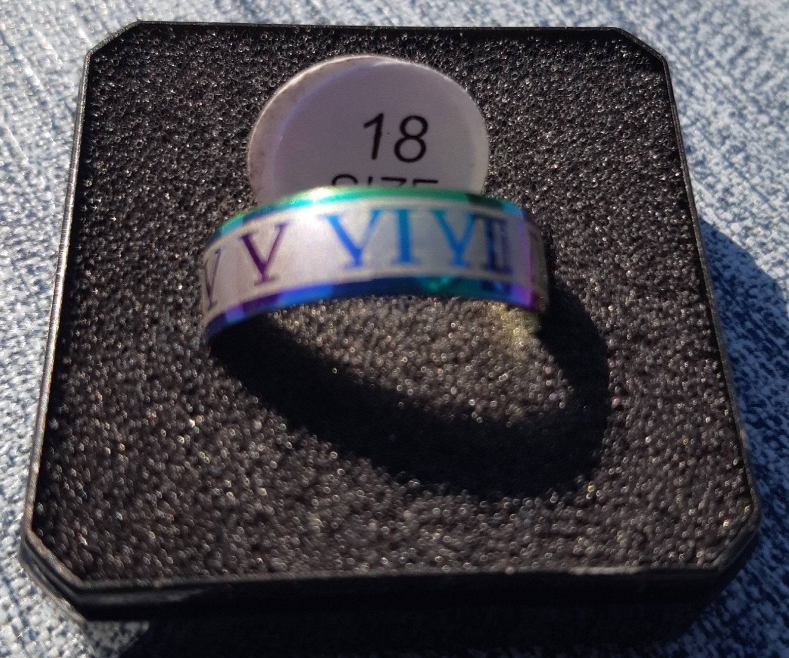 Multicolor ring met Romeinse cijfers. Maat 18, 18 tot 19, Overige kleuren, IJzer of Staal, Heer