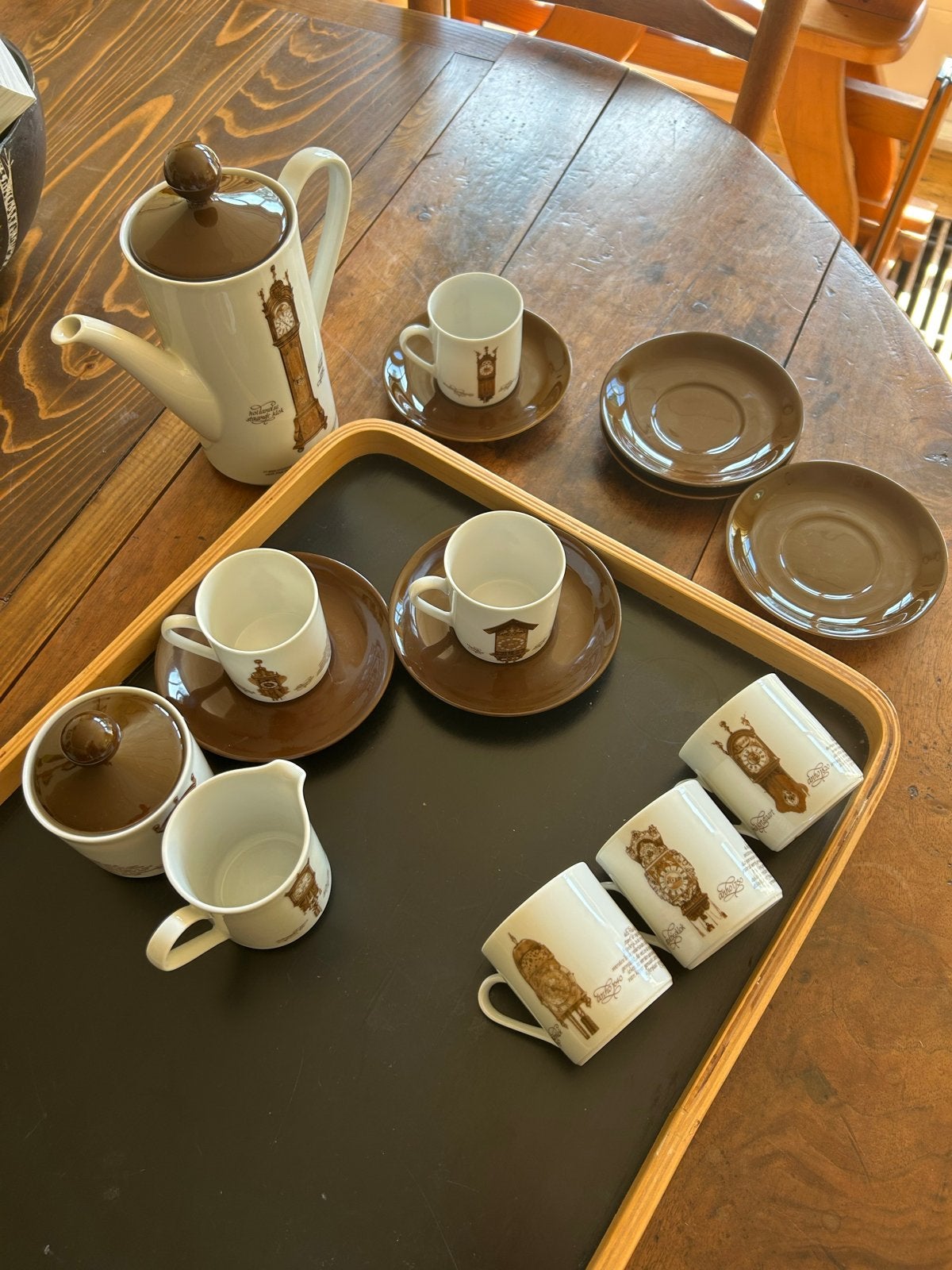 Vintage Koffieservies met Klokkenmotief - Mitterteich Porzel, Antiek en Kunst, Antiek | Servies compleet, Ophalen of Verzenden