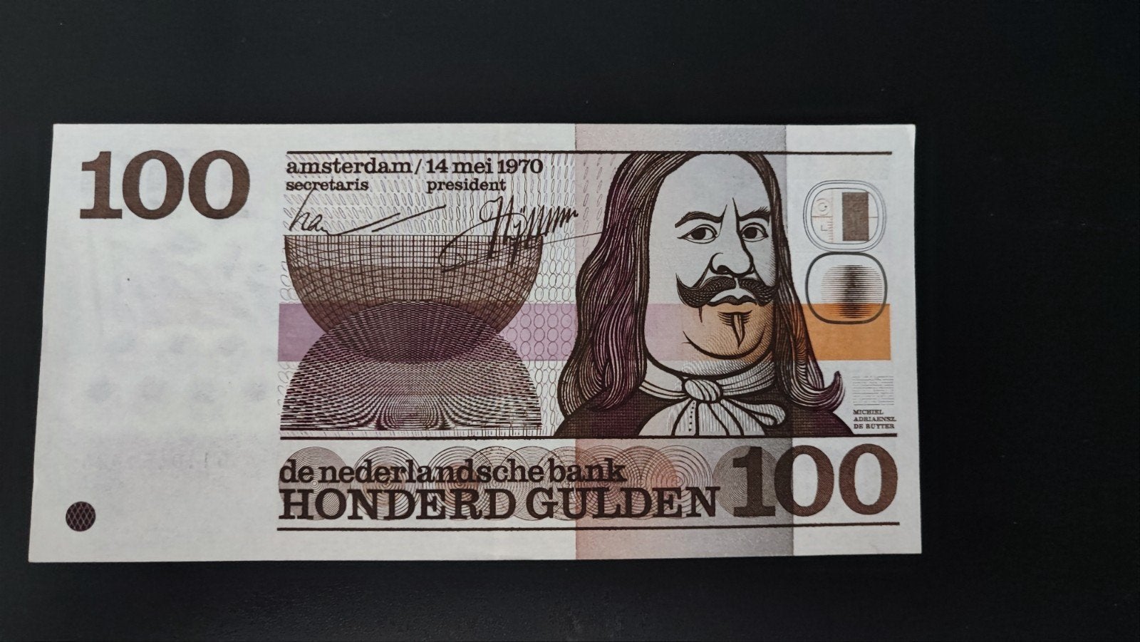 100 Gulden biljet uit 1970 Michiel de Ruyter, Postzegels en Munten, Ophalen, 100 gulden, Los biljet