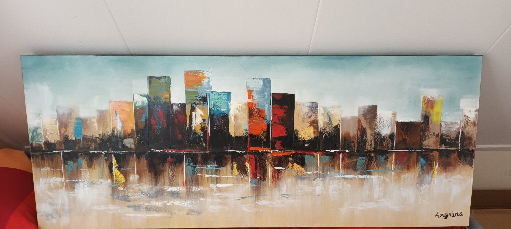 schilderij, Ophalen, Gemengde techniek, Overige materialen, Op houten frame