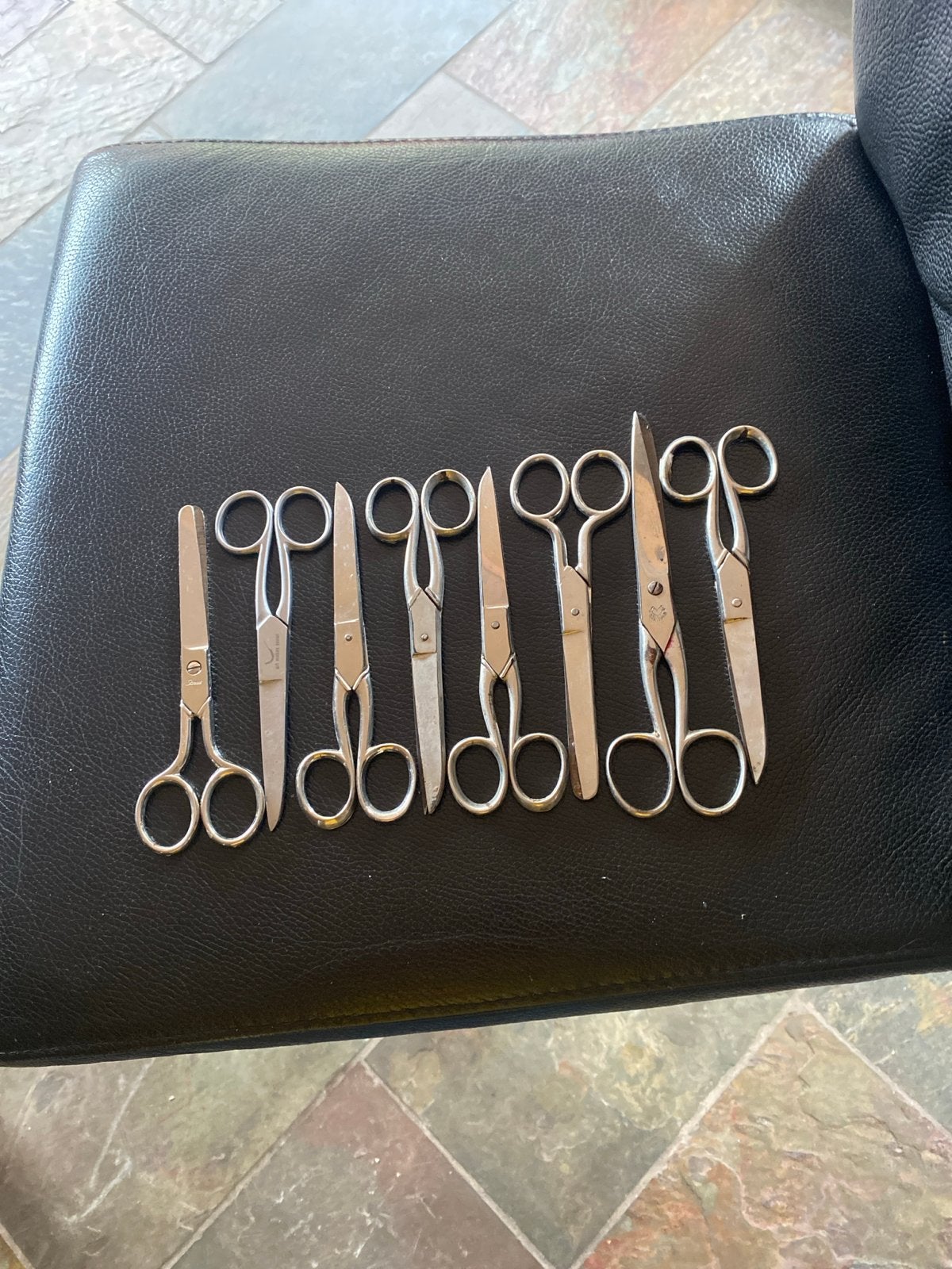 Set van 8 vintage scharen - diverse maten en types, Antiek en Kunst, Antiek | Gereedschap en Instrumenten, Ophalen of Verzenden