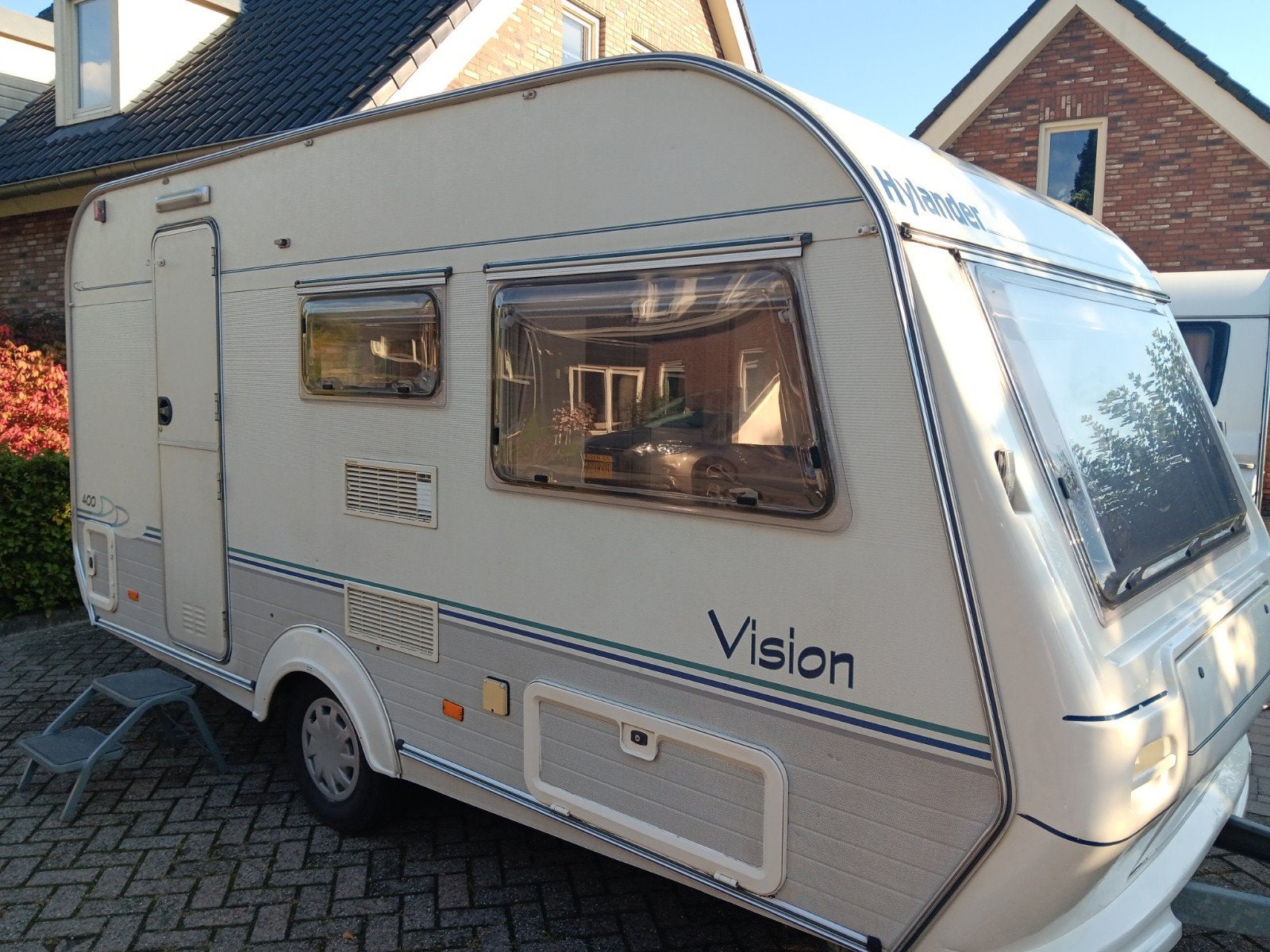 caravan Hylander  4,60 opbouw Vison 400 mooie lichte kleuren, Caravans en Kamperen, Treinzit, Particulier, 4 tot 5 meter, 1000 - 1250 kg