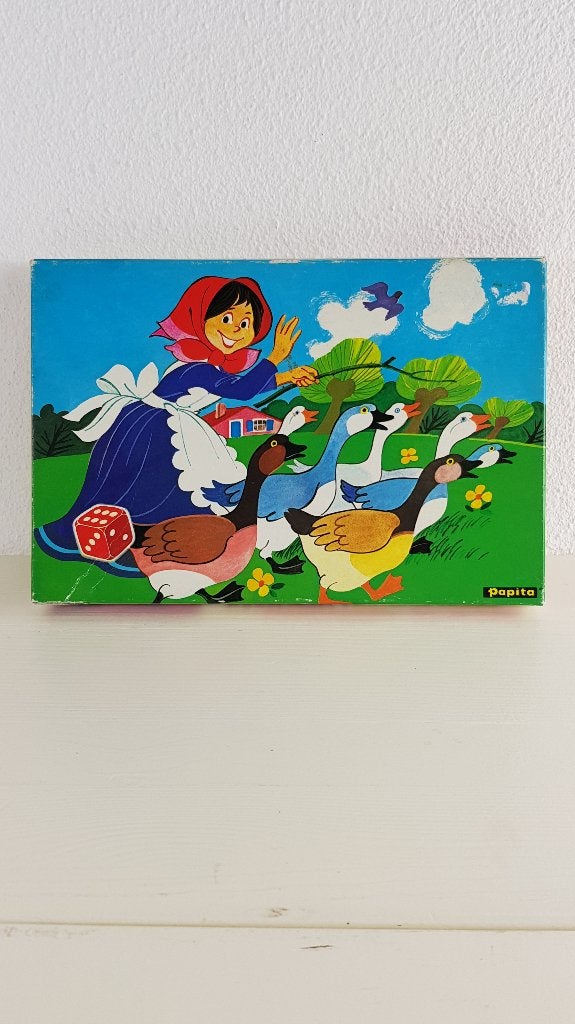 Ganzenbord, vintage spel van Papita. 6A6