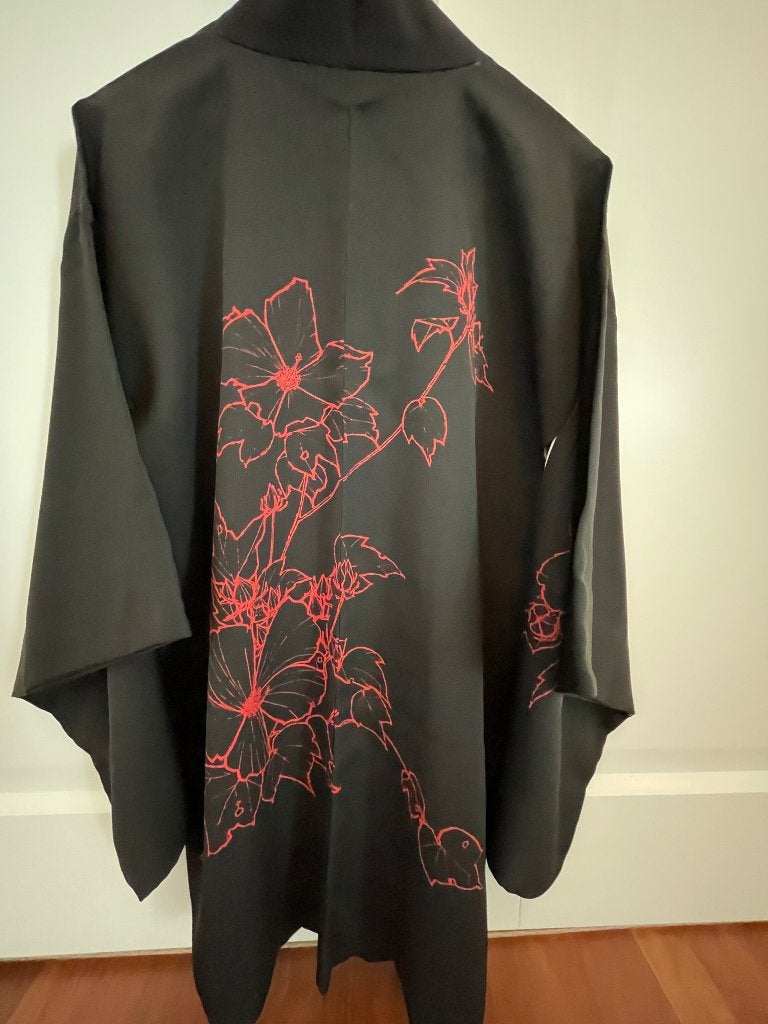Japanse vintage zijden kimono-zwart-1 maat (Kyoko Kimono), Zwart, Zo goed als nieuw, Kyoko Kimono, Ophalen